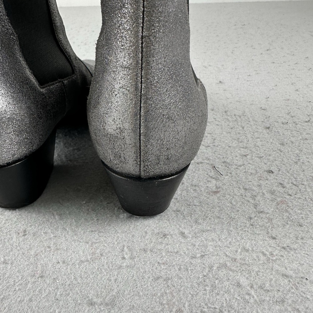 Saint Laurent Paris Silver Glitter Chelsea Heel Ankle Boots 40.5 EU - Picture 9 of 16